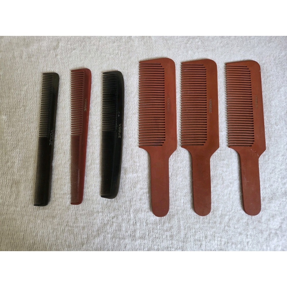 Vintage VOGUE Hard Rubber Combs – Lot of‎ 6 – Barber / Salon – MCM Colors